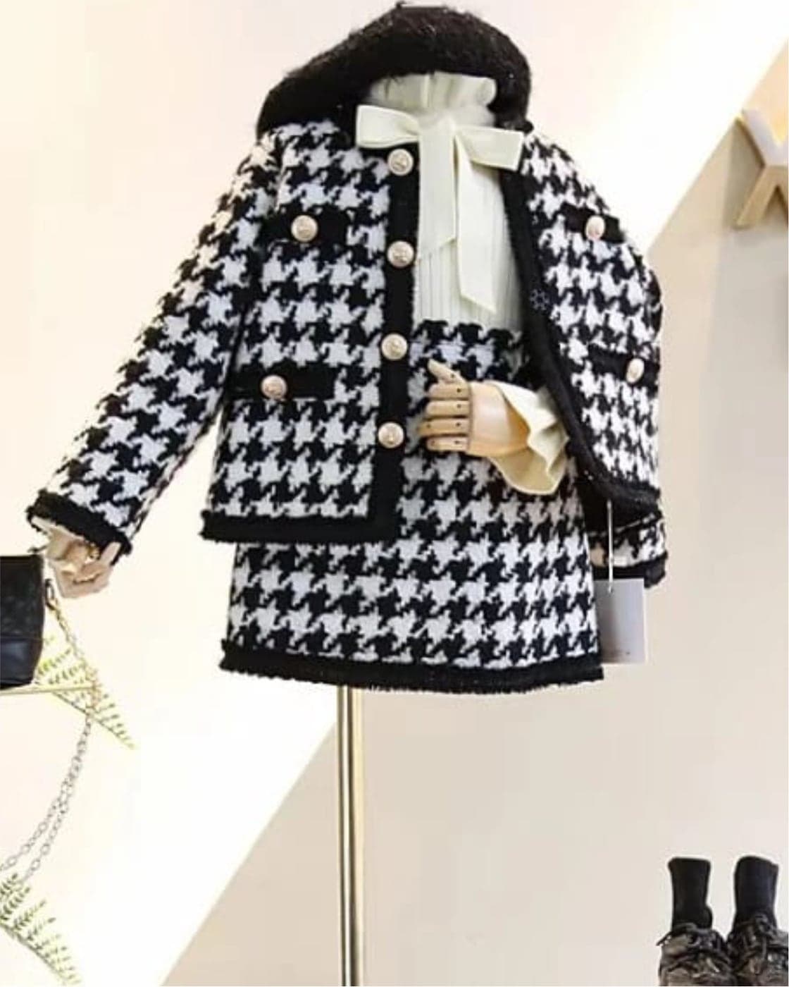 Houndstooth Chic Tweed Set