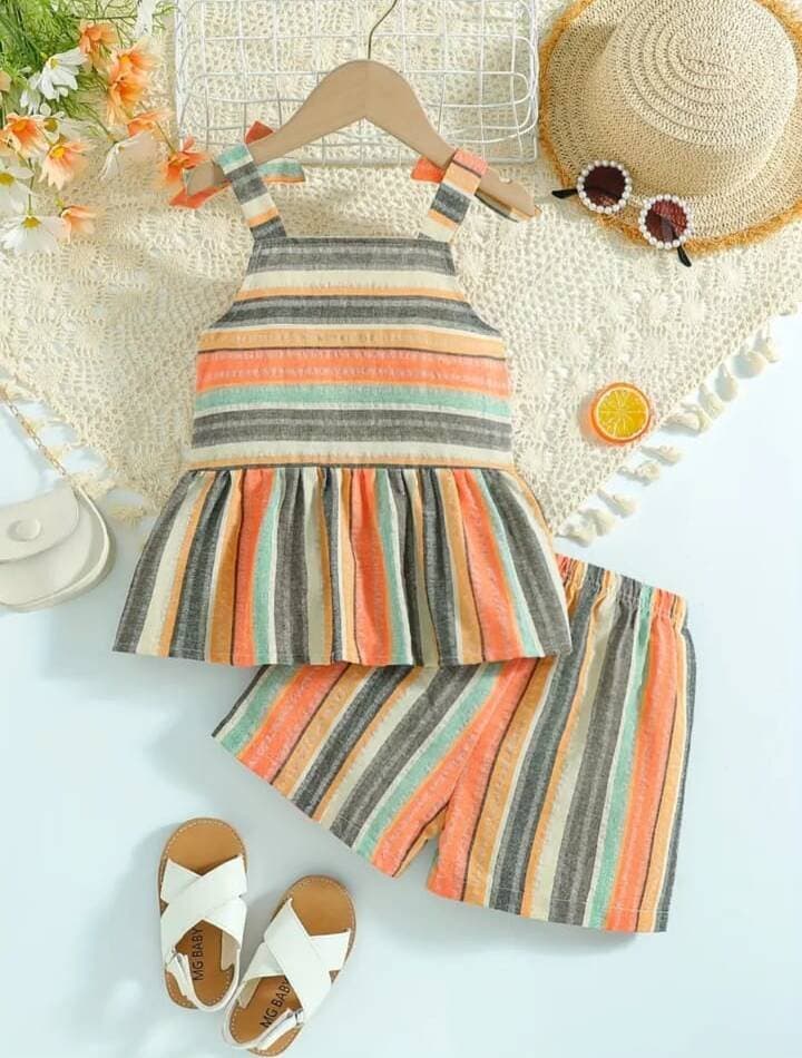 Sunset Stripes Peplum Set