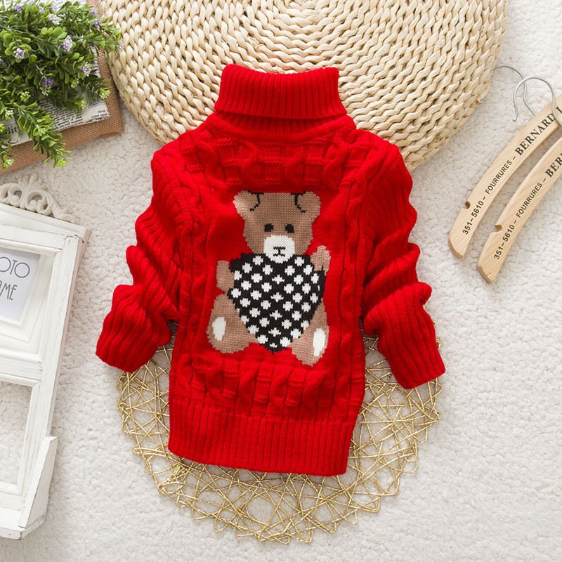 Cozy Bear Turtleneck Knit Sweater