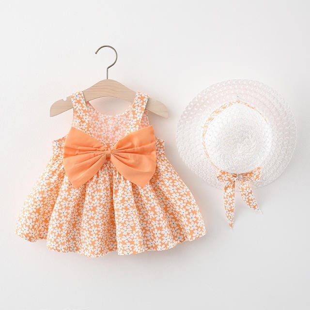 Daisy Bow Summer Dress & Hat Set
