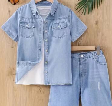 Classic Teen Denim Two-Piece Set