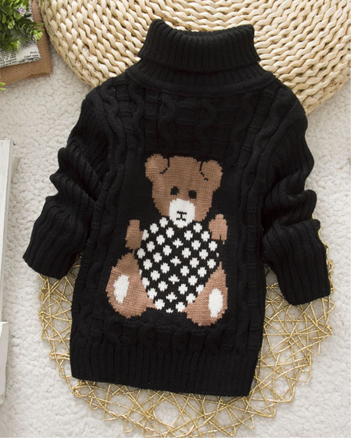 Cozy Bear Turtleneck Knit Sweater - Image 7