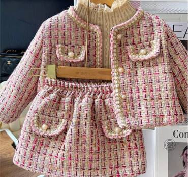 Pink Tweed Pearl Set