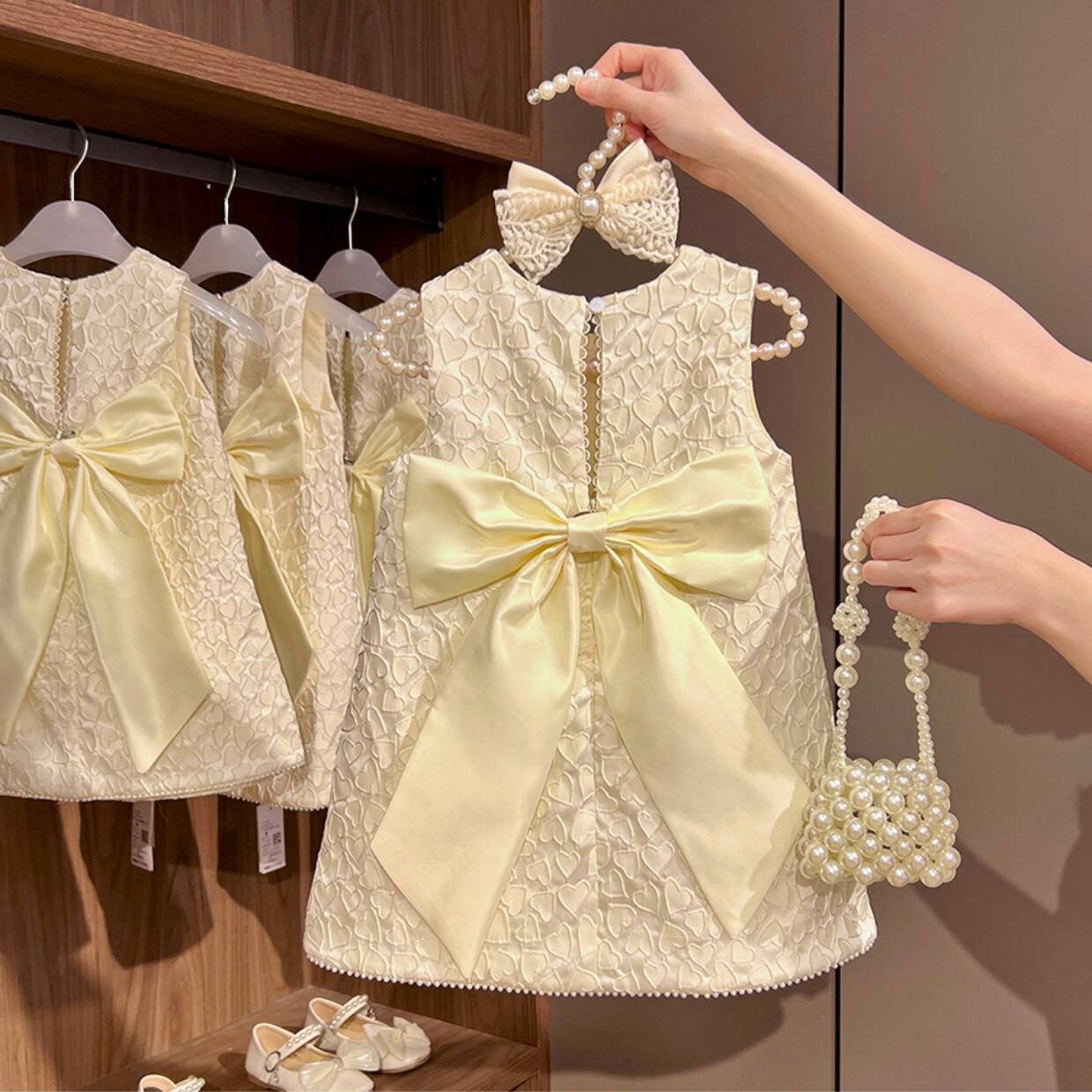 Pearl Elegance Bow Dress - Image 2