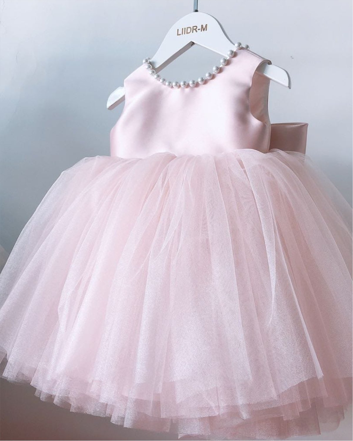 Blush Pearl Bow Dress - Image 3